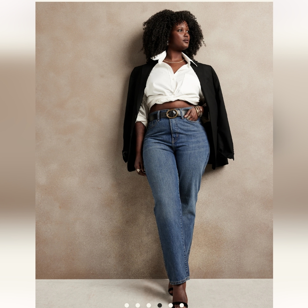 Banana Republic Factory Med Wash High Rise Straight Tall Jeans Sz 33/16 Women